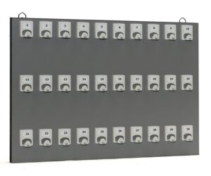 Key Rack, Keystand #30PGS, 30 Numbered Hooks with Standard Space for Large Warehouses, Apartment Buildings & Rentals (30 Sets of Tags & Rings are Included)