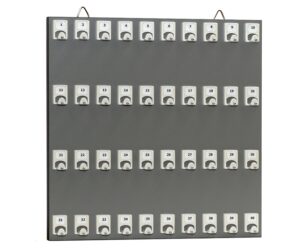 Key Rack, Keystand #40PGS, 40 Numbered Hooks with Standard Space for Large Warehouses, Apartment Buildings & Rentals (40 Sets of Tags & Rings are Included)