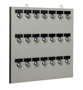 Key Rack, Keystand #21MGN, 21 Bolted Metal Hooks with, Customizable Nameplate, Extra Space for Offices, Bus & Truck Terminals (21 Sets of Tag & Ring Included)