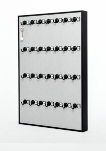 Key Rack, Keystand #28MAF, 28 Bolted Metal Hooks with Aluminum Frame, Numberplate, Extra Space, and Adjustable Hangers for Executive Offices (30 Sets of Tag and Ring Included)