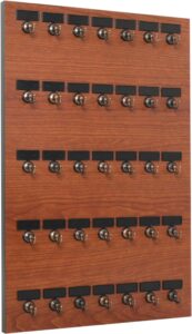 Key Rack, Keystand #35MCN, 35 Bolted Metal Hooks with, Customizable Nameplate, Extra Space for Offices, Bus & Truck Terminals (35 Sets of Tag & Ring Included)